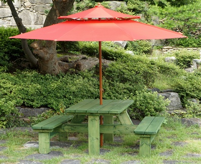 야외용 원목테이블 일체형-하모니 4인용